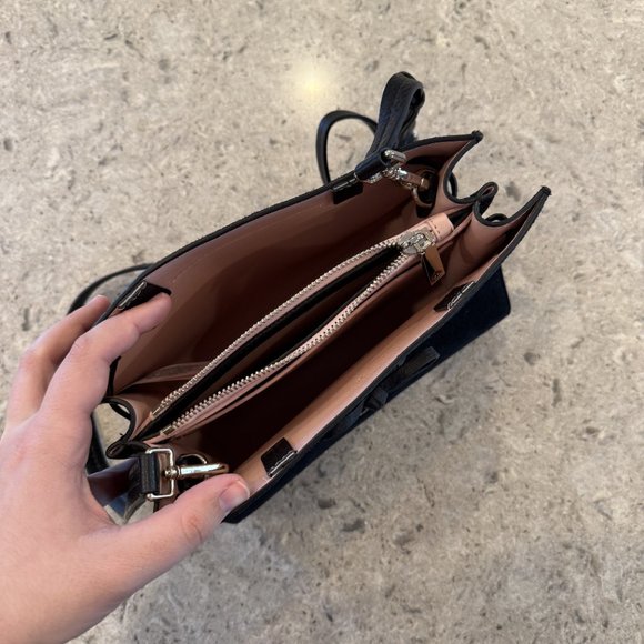 NWOT KATE SPADE NEW YORK HAYES SUEDE SMALL SATCHEL BLACK - Picture 5 of 10